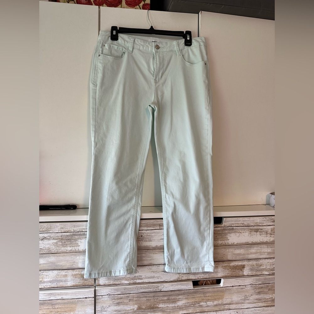 🌿 Kensie Jeans Mint Green Ankle Crop Pants Size 10/30 Stretch